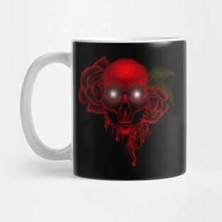 Ghostly horror halloween - Skull and flowers Mug